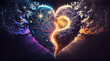Soul home is our heart , concept, esoteric heart connects soul, emotions and body, deep mystical feelings, universe, spiritual love. Generative AI.