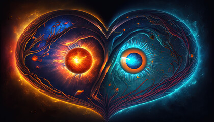 Wall Mural - heart home of the soul, concept, beautiful esoteric heart connected to soul and emotions, deep conne