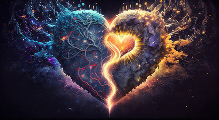 Wall Mural - soul home is our heart , concept, esoteric heart connects soul, emotions and body, deep mystical fee