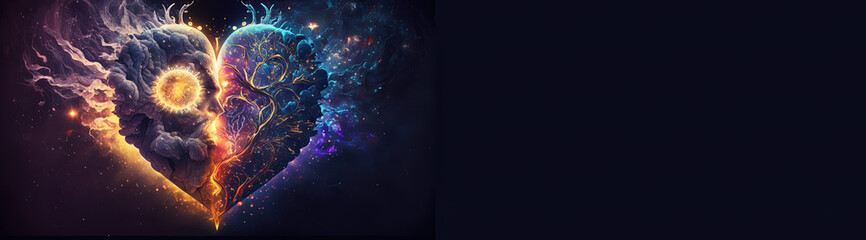 Wall Mural - heart home of the soul, concept, beautiful esoteric heart connected to soul and emotions, deep conne
