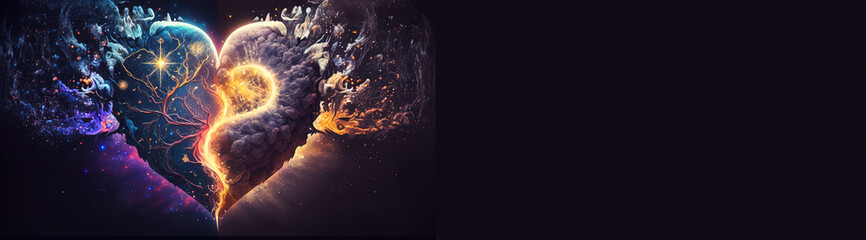 Wall Mural - soul home is our heart , concept, esoteric heart connects soul, emotions and body, deep mystical fee