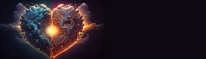Wall Mural - soul home is our heart , concept, esoteric heart connects soul, emotions and body, deep mystical fee