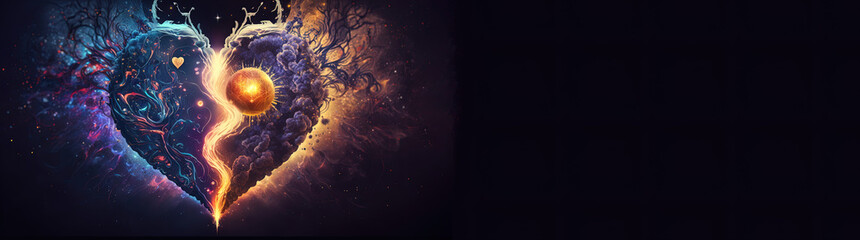 Wall Mural - soul home is our heart , concept, esoteric heart connects soul, emotions and body, deep mystical fee