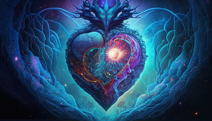 Wall Mural - heart home of the soul, concept, beautiful esoteric heart connected to soul and emotions, deep conne