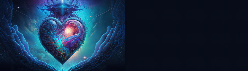 Wall Mural - heart home of the soul, concept, beautiful esoteric heart connected to soul and emotions, deep conne
