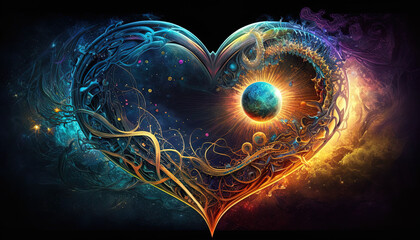 Wall Mural - heart home of the soul, concept, beautiful esoteric heart connected to soul and emotions, deep conne