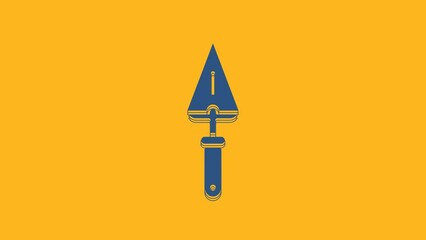 Sticker - Blue Trowel icon isolated on orange background. 4K Video motion graphic animation