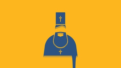 Poster - Blue Priest icon isolated on orange background. 4K Video motion graphic animation