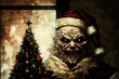 © Fotograf - terrible Santa Claus at the New Year tree. AI generated