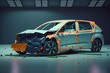 Car crash after collision with another car. 3d rendering image. Generative AI