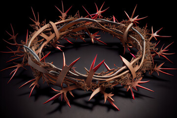 Wall Mural - Good friday church christian symbols crown of thorns vector illustration. Generative Ai