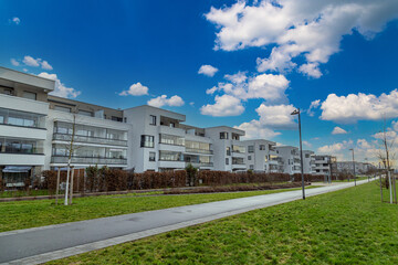 Wall Mural - Modern urban  architecture  in Kalbach-Riedberg district (Ortsbezirk) of Frankfurt am Main city. Germany.