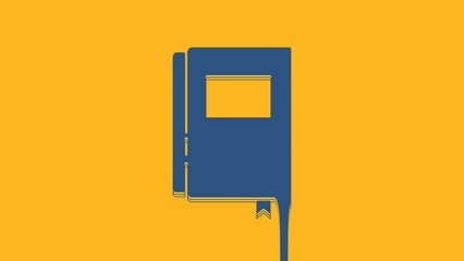 Canvas Print - Blue Book icon isolated on orange background. 4K Video motion graphic animation