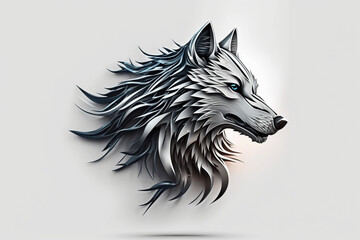 Wolf head, 3d logo, concept, art, ai generative