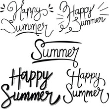 Happy Summer Lettering. Title Celebration Typography