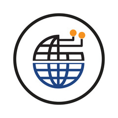 Sticker - tech circuit globe icon