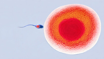 Sticker - Sperm and egg cell. Concept natural fertilization banner. Generation AI