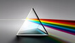 prism light dispersion on gray background with vibrant rainbow spectrum