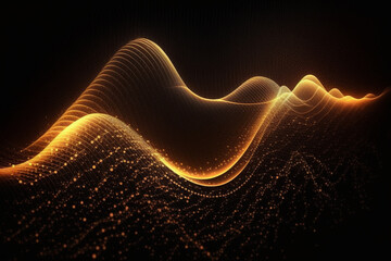 Abstract digital wave. Dynamic wave of glowing particles. Data technology background Generative AI