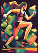 © SHArtistry - Fitness, Flat vector style, female, generative AI  finalized in Photoshop by me