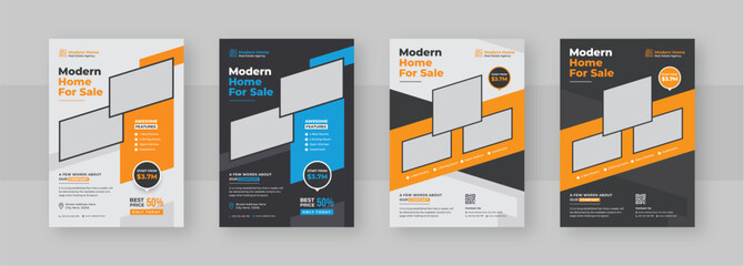 Real estate flyer design with a4 paper size, Modern property sale, Home rent flyer, banner, Leaflet, two color variation flyer bundle for your company