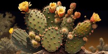 Colorful cactus blossoms - cactus blooms with colorful flowers for exotic beauty by generative AI