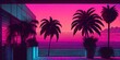 Synthwave/vaporwave 1980s retro aesthetic in magenta and teal. Generative AI