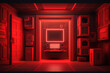 © WhataWin - Abstract digital technology red room background AI generated