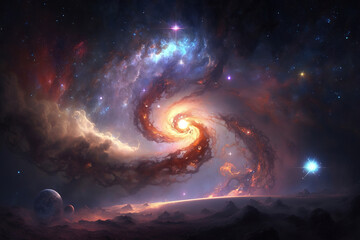 Wall Mural - Spiral Galaxy. Space with stars generative AI background