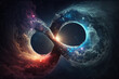 Colorful space with infinity symbol. Fantasy galaxy generative AI background