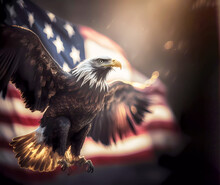 American Flag Day. Eagle On The American Flag. Generative AI
