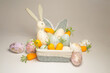 Easter bunny and eggs and carrots