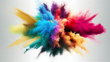 Fototapeta Motyle - abstract multicolor powder explosion or paint explosion on white background, Generative AI