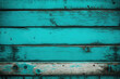 turquoise run down wooden boards. background. Generative AI