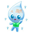 © HamtarOso - gota de agua linda niño azul saluda día mundial del agua eco con espacio para lettering y texto png sin fondo