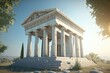 Airy Ambience - Admiring the Idyllic Greek Temple in the Sun Generative AI
