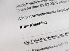 Ihr Abschlag (your Costs) In Bold Letters Printed On Paper. Part Of A German Electricity Contract That Says How Much Must Be Payed Per Month.