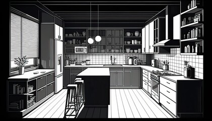 Wall Mural - 4K resolution or higher, Modern kitchen . Generative AI Technology