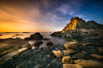 Wall Mural - Dawn on volcanic rocky in Phu Yen province, Vietnam