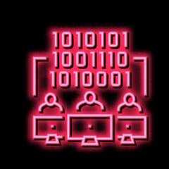 coding teamwork neon glow icon illustration