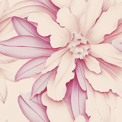 Wall Mural - Seamless floral design with pink flowers .Endless pattern. AI generated Illustration.