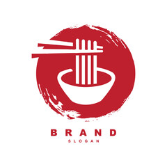 ramen menu logo template with bowl . asian food logo vector