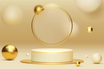 3d style podium gold luxury background, Premium vector illustration for sale or online marketing.