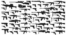 High Detailed Modern Fireweapons Silhouettes Black Vector / Ai Illustrator