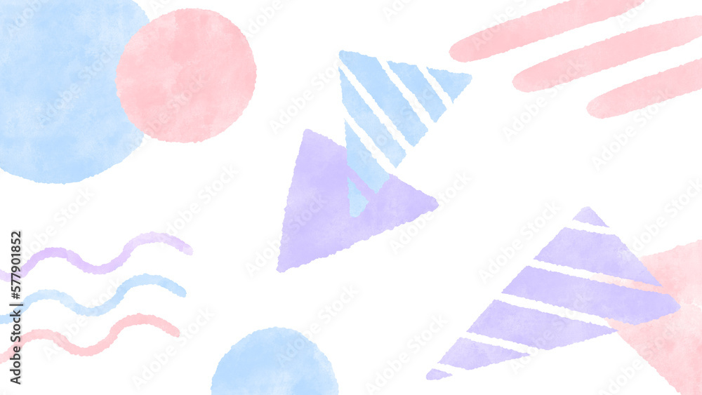 Pop pastel color geometric pattern background Cute hand drawn