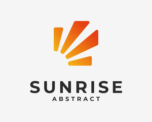 Wall Mural - Abstract Sunrise Sunshine Morning Dawn Burst Ray Sparkle Shine Simple Colorful Vector Logo Design