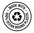 made with 100% ocean bound plastic vector icon, black in color, recycle abstract