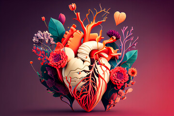 Human heart from roses. Generative AI, Generative, AI