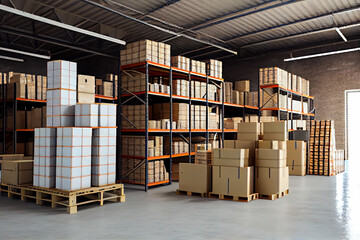 logistics center. warehouse boxes. generative ai, generative, ai