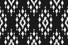 Ethnic Ikat Seamless Pattern In Tribal. American, Mexican Style. Aztec Geometric Ornament Print. Design For Background, Wallpaper, Illustration, Fabric, Clothing, Carpet, Textile, Batik, Embroidery.
